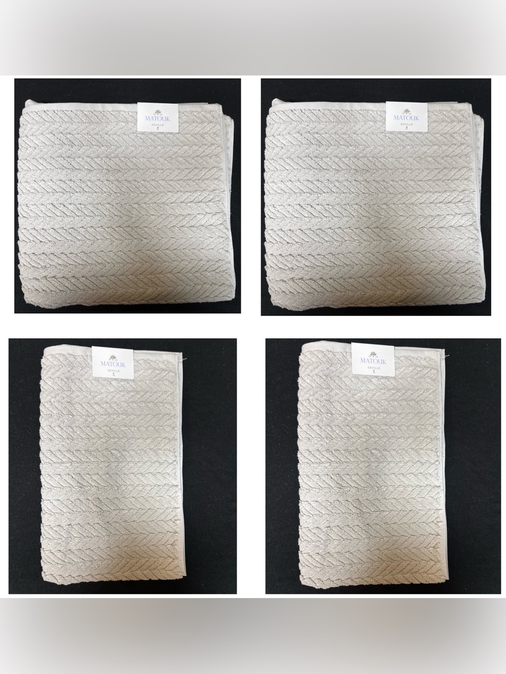 Matouk Seville 4 Pc Towels Set:2 Bath 2 Hand Marble Color Loose Braid Cotton NWT